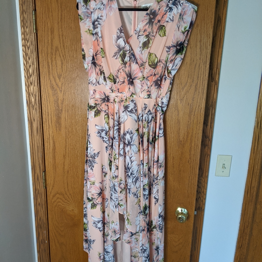 Eliza J, high low, pink floral dress